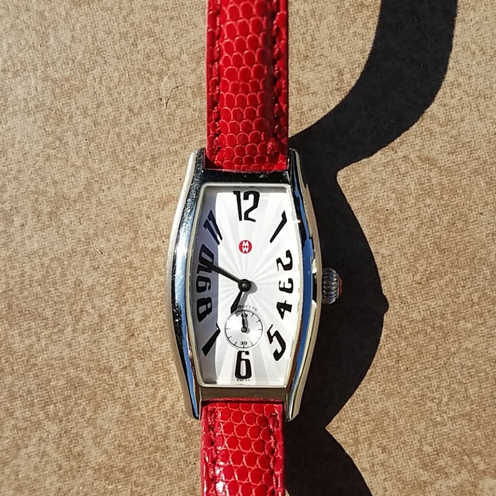 Red Michele Watch with Lizzard Band